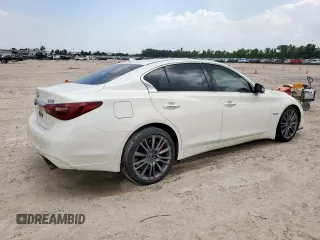 2018 Infiniti Q50 Red Sport 400 with VIN JN1FV7AP4JM460467, listed as a Copart auction lot 57075525 with 182,405 mi miles and Salvage title. Bid and sale history available at DreamBid. Image 3.