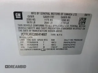 2011 GMC Terrain SLT-1 with VIN 2CTFLVEC2B6414607, listed as a Copart auction lot 48474005 with 165,997 mi miles and Salvage Title. Bid and sale history available at carsss.com. Image 15.
