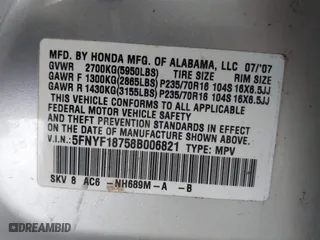 2008 Honda Pilot EX-L with VIN 5FNYF18758B006821, listed as a IAAI auction lot 41642008 with 195,678 mi miles. Bid and sale history available at carsss.com. Image 9.