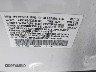 2016 Acura MDX w/Tech with VIN 5FRYD3H4XGB009265, listed as a IAAI auction lot 41691872 with 123,798 mi miles. Bid and sale history available at carsss.com. Image 9.