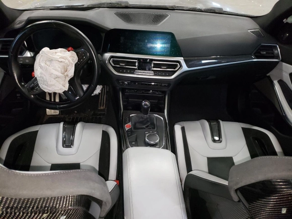 2022 BMW M3 with VIN WBS53AY00NFM52065, listed as a Copart auction lot 44379945 with 0 mi miles and Salvage Title. Bid and sale history available at carsss.com. Image 8.