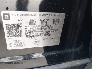 2020 GMC Terrain SLE with VIN 3GKALTEV6LL232566, listed as a IAAI auction lot 41812051 with 58,926 mi miles and . Bid and sale history available at DreamBid. Image 9.