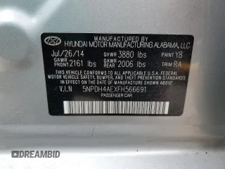 2015 Hyundai Elantra SE with VIN 5NPDH4AEXFH566691, listed as a Copart auction lot 61239075 with 165,317 mi miles and Salvage title. Bid and sale history available at DreamBid. Image 12.
