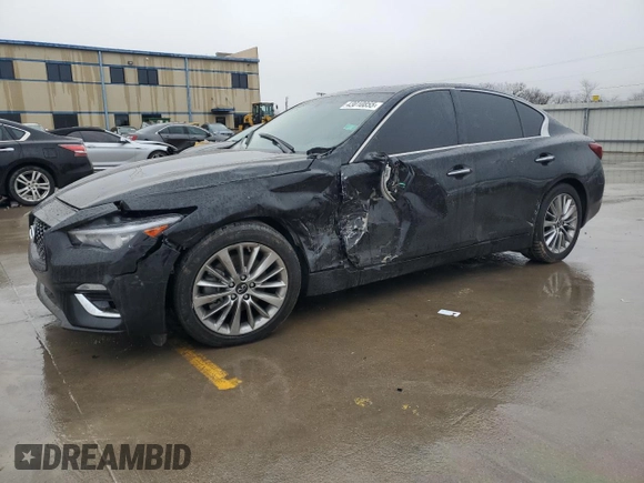 2021 Infiniti Q50 Luxe with VIN JN1EV7BP5MM706988, listed as a Copart auction lot 43010855 with 80,701 mi miles and Salvage title. Bid and sale history available at DreamBid. Image 1.