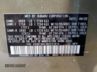 2022 Subaru Outback Premium z VIN 4S4BTADC3N3231874, wystawiony jako Copart lot #63812625 z przebiegiem 53 008 mil mil oraz Czysty tytuł • Clean title. Historia ofert i sprzedaży dostępna na DreamBid. Obrazek 13.