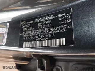 2021 Hyundai Elantra SEL with VIN 5NPLN4AG8MH029708, listed as a IAAI auction lot 41613231 with 68,802 mi miles. Bid and sale history available at carsss.com. Image 9.