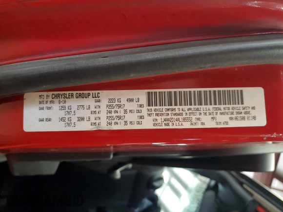 2010 Jeep Wrangler Sport with VIN 1J4AA2D14AL185552, listed as a Copart auction lot 54823975 with 148,999 mi miles and Clean Title. Bid and sale history available at carsss.com. Image 12.