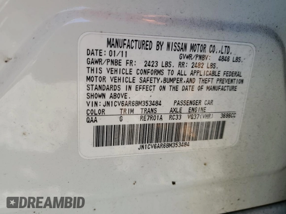2011 Infiniti G37 x with VIN JN1CV6AR6BM353484, listed as a Copart auction lot 55184395 with 142,295 mi miles and Clean Title. Bid and sale history available at carsss.com. Image 12.