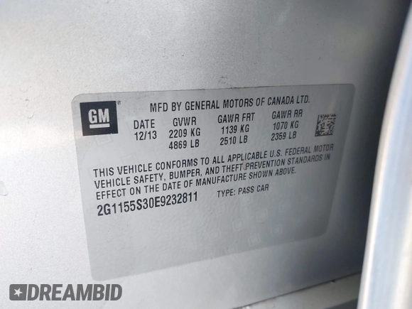 2014 Chevrolet Impala LTZ with VIN 2G1155S30E9232811, listed as a IAAI auction lot 41728281 with 106,269 mi miles and . Bid and sale history available at DreamBid. Image 9.