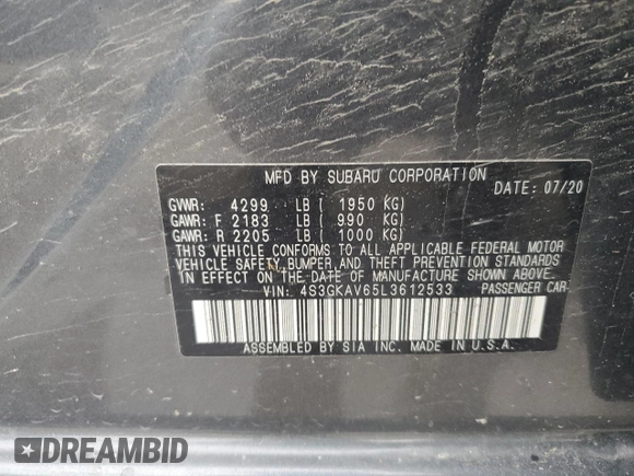 2020 Subaru Impreza Premium z VIN 4S3GKAV65L3612533, wystawiony jako Copart lot #55198585 z przebiegiem 77 257 mil mil oraz Szkoda całkowita • Salvage title. Historia ofert i sprzedaży dostępna na DreamBid. Obrazek 12.