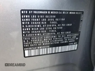 2021 Volkswagen Tiguan SE z VIN 3VV3B7AX1MM096446, wystawiony jako Copart lot #61687855 z przebiegiem 50 798 mil mil oraz Szkoda całkowita • Salvage title. Historia ofert i sprzedaży dostępna na DreamBid. Obrazek 13.