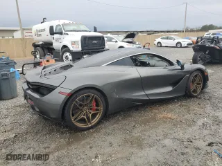 2018 McLaren 720S with VIN SBM14DCA1JW001121, listed as a Copart auction lot 85629594 with 15,342 mi miles and Salvage Title. Bid and sale history available at carsss.com. Image 3.