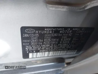 2005 Hyundai Santa Fe GLS with VIN KM8SC73D55U960384, listed as a IAAI auction lot 41872928 with 201,160 mi miles. Bid and sale history available at carsss.com. Image 9.