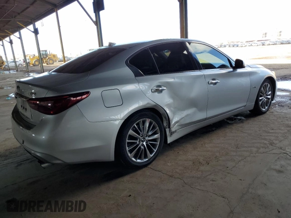 2018 Infiniti Q50 Luxe with VIN JN1EV7AP9JM358612, listed as a Copart auction lot 59427965 with 81,450 mi miles and Salvage title. Bid and sale history available at DreamBid. Image 3.