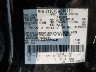 2016 Ford F-350 XL с VIN 1FTRF3B67GEC59445, выставлен на аукционе Copart как лот 59118255 с пробегом 169 854 миль миль и Списание • Salvage title. История ставок и продаж доступна на DreamBid. Изображение 12.