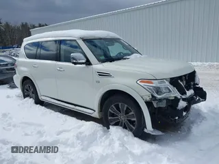 2019 Nissan Armada Platinum with VIN JN8AY2NE0K9758307, listed as a IAAI auction lot 41492623 with 82,373 mi miles. Bid and sale history available at carsss.com. Image 1.
