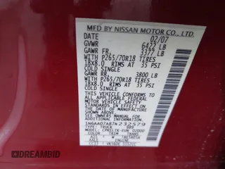 2007 Nissan Titan XE with VIN 1N6AA07A87N232579, listed as a IAAI auction lot 42151846 with 197,204 mi miles and . Bid and sale history available at DreamBid. Image 9.