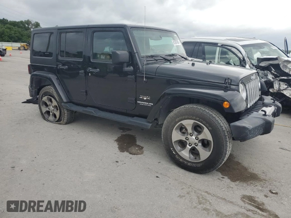 2017 Jeep Wrangler Unlimited Sahara with VIN 1C4BJWEG9HL633296, listed as a Copart auction lot 61387685 with 74,035 mi miles and Salvage title. Bid and sale history available at DreamBid. Image 4.