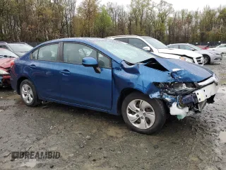2013 Honda Civic LX with VIN 2HGFB2F55DH518806, listed as a Copart auction lot 51076125 with 109,702 mi miles and Salvage Title. Bid and sale history available at DreamBid. Image 4.
