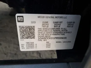 2023 Chevrolet Suburban LT with VIN 1GNSCCKD1PR555635, listed as a Copart auction lot 43834915 with 32,982 mi miles and Salvage Title. Bid and sale history available at DreamBid. Image 14.