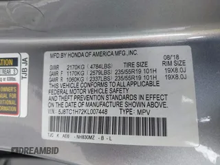2019 Acura RDX Advance with VIN 5J8TC1H72KL007448, listed as a IAAI auction lot 42550136 with 31,638 mi miles and . Bid and sale history available at DreamBid. Image 9.