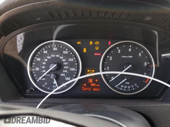 2012 BMW X5 50i with VIN 5UXZV8C59CL424356, listed as a Copart auction lot 54763725 with 107,712 mi miles and Salvage title. Bid and sale history available at DreamBid. Image 9.