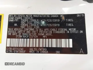 2015 Lexus RX 350 with VIN 2T2BK1BA3FC337934, listed as a IAAI auction lot 42221535 with 154,914 mi miles and . Bid and sale history available at DreamBid. Image 9.