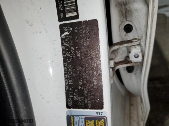 2016 Kia Forte 5-Door LX with VIN KNAFK5A8XG5525566, listed as a Copart auction lot 53115565 with 39,446 mi miles and Salvage Title. Bid and sale history available at carsss.com. Image 13.