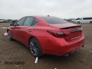 2022 Infiniti Q50 Red Sport 400 with VIN JN1FV7DR9NM390256, listed as a Copart auction lot 57094225 with 52,307 mi miles and Salvage title. Bid and sale history available at DreamBid. Image 2.