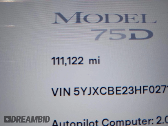 2017 Tesla Model X 90D z VIN 5YJXCBE23HF027198, wystawiony jako IAAI lot #42439451 z przebiegiem 111 122 mil mil oraz . Historia ofert i sprzedaży dostępna na DreamBid. Obrazek 15.