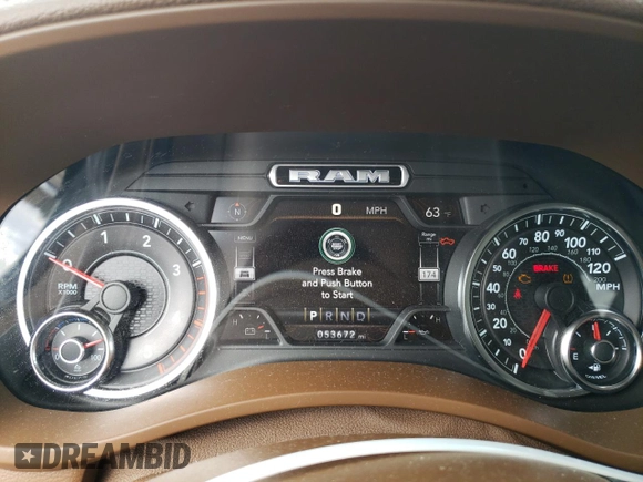 2019 Ram 2500 Laramie with VIN 3C6UR5FL4KG693344, listed as a Copart auction lot 47744485 with 53,672 mi miles and Salvage Title. Bid and sale history available at carsss.com. Image 9.