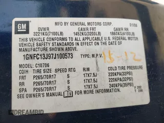 2007 Chevrolet Tahoe LT z VIN 1GNFC13J97J100573, wystawiony jako IAAI lot #42450311 z przebiegiem 234 099 mil mil oraz . Historia ofert i sprzedaży dostępna na DreamBid. Obrazek 9.