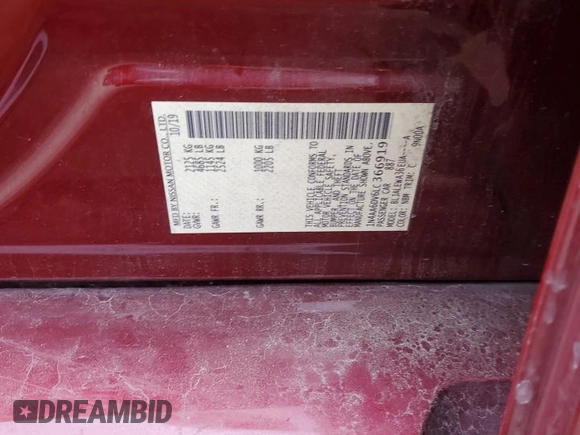 2020 Nissan Maxima SL with VIN 1N4AA6DV6LC366919, listed as a Copart auction lot 86270464 with 70,340 mi miles and Non repairable. Bid and sale history available at DreamBid. Image 12.