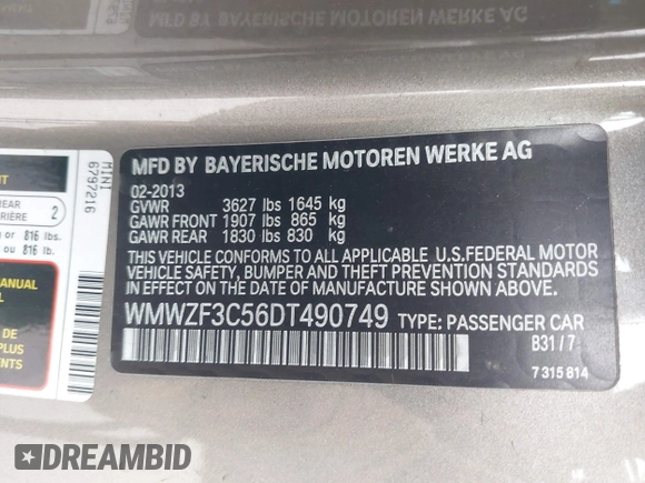 2013 MINI Clubman z VIN WMWZF3C56DT490749, wystawiony jako IAAI lot #42368888 z przebiegiem 163 731 mil mil oraz . Historia ofert i sprzedaży dostępna na DreamBid. Obrazek 9.