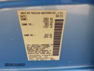 2015 Nissan LEAF S with VIN 1N4AZ0CP6FC330483, listed as a IAAI auction lot 42217559 with 35,216 mi miles and . Bid and sale history available at DreamBid. Image 9.