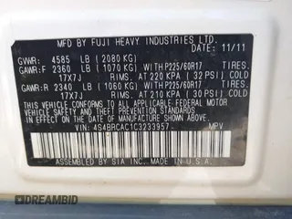 2012 Subaru Outback 2.5i with VIN 4S4BRCAC1C3233957, listed as a IAAI auction lot 42234430 with 168,076 mi miles and . Bid and sale history available at DreamBid. Image 9.