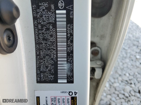 2016 Scion iM with VIN JTNKARJE6GJ502600, listed as a Copart auction lot 71594014 with 46,597 mi miles and Salvage Title. Bid and sale history available at carsss.com. Image 13.