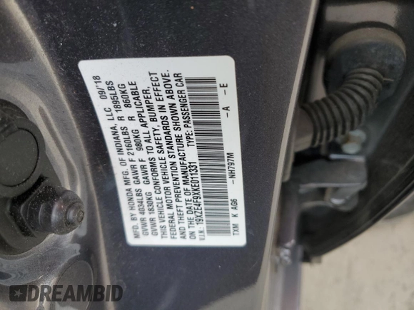 2019 Honda Insight Touring with VIN 19XZE4F9XKE011331, listed as a Copart auction lot 51068605 with 129,440 mi miles and Salvage Title. Bid and sale history available at carsss.com. Image 12.