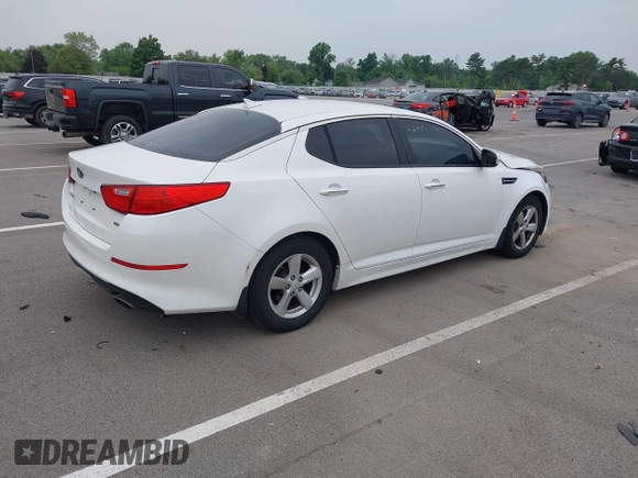 2014 Kia Optima LX with VIN KNAGM4A7XE5481131, listed as a IAAI auction lot 42494495 with 97,223 mi miles and . Bid and sale history available at DreamBid. Image 4.