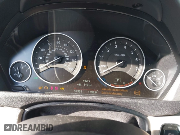 2016 BMW 3 Series 328i with VIN WBA8E9G58GNT47869, listed as a IAAI auction lot 41594120 with 57,561 mi miles. Bid and sale history available at carsss.com. Image 7.