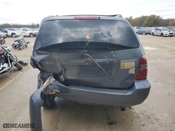 2006 Toyota Highlander with VIN JTEGP21A760125255, listed as a Copart auction lot 78737534 with 0 mi miles and Salvage Title. Bid and sale history available at carsss.com. Image 6.