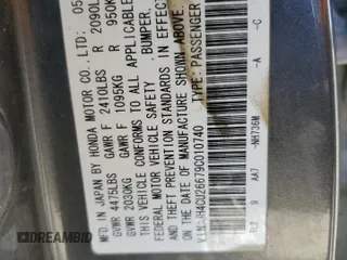 2009 Acura TSX with VIN JH4CU26679C010740, listed as a Copart auction lot 60935045 with 147,195 mi miles and Salvage title. Bid and sale history available at DreamBid. Image 12.