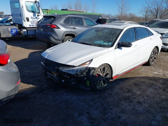 2023 Hyundai Elantra N with VIN KMHLW4AK9PU016456, listed as a IAAI auction lot 41420277 with 9,689 mi miles. Bid and sale history available at carsss.com. Image 22.