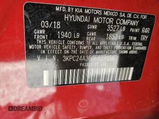 2018 Hyundai Accent SEL with VIN 3KPC24A36JE027154, listed as a Copart auction lot 71101934 with 76,717 mi miles and Salvage Title. Bid and sale history available at carsss.com. Image 13.