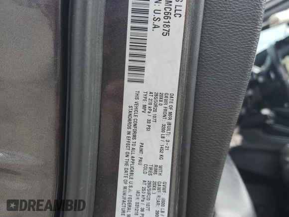 2021 Dodge Durango GT Plus with VIN 1C4RDJDG5MC661875, listed as a Copart auction lot 47547665 with 90,206 mi miles and Salvage title. Bid and sale history available at DreamBid. Image 16.