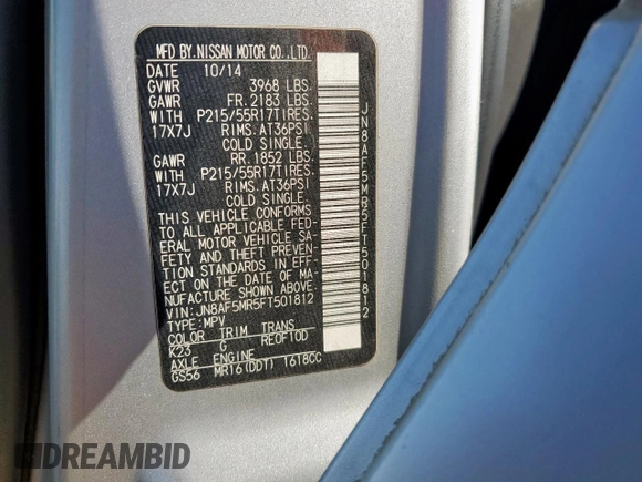 2015 Nissan Juke SL с VIN JN8AF5MR5FT501812, выставлен на аукционе Copart как лот 63997415 с пробегом 131 937 миль миль и Чистый • Clean title. История ставок и продаж доступна на DreamBid. Изображение 13.