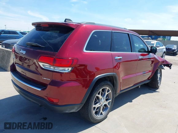 2020 Jeep Grand Cherokee Limited with VIN 1C4RJEBG2LC256980, listed as a IAAI auction lot 42378094 with 83,267 mi miles and . Bid and sale history available at DreamBid. Image 4.