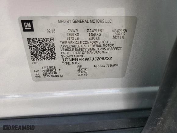 2018 Chevrolet Traverse LS with VIN 1GNERFKW7JJ206323, listed as a Copart auction lot 47264795 with 169,233 mi miles and Non Repairable. Bid and sale history available at carsss.com. Image 14.