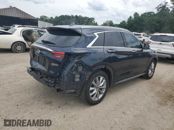 2019 Infiniti QX50 Luxe with VIN 3PCAJ5M14KF142261, listed as a Copart auction lot 55122875 with 125,200 mi miles and Salvage title. Bid and sale history available at DreamBid. Image 3.