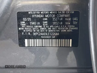 2020 Hyundai Accent SE с VIN 3KPC24A69LE122644, выставлен на аукционе IAAI как лот 41852691 с пробегом 73 829 миль миль и . История ставок и продаж доступна на DreamBid. Изображение 9.